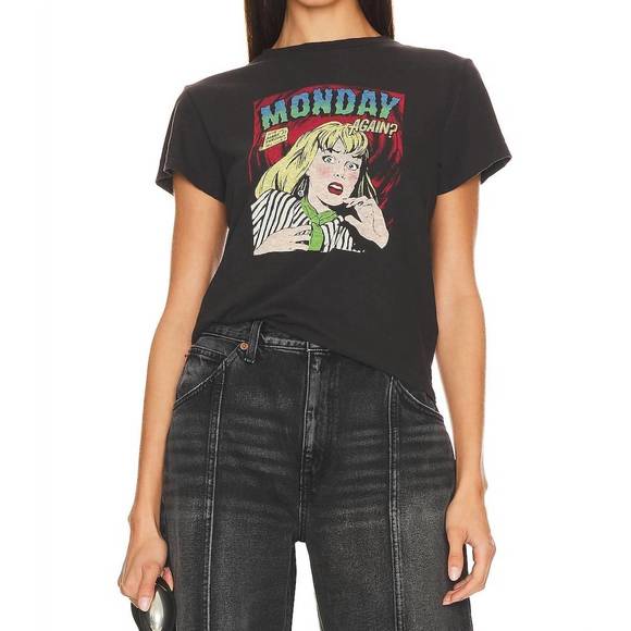 NEW RE/DONE monday again classic tee in washed black - Picture 1 of 5